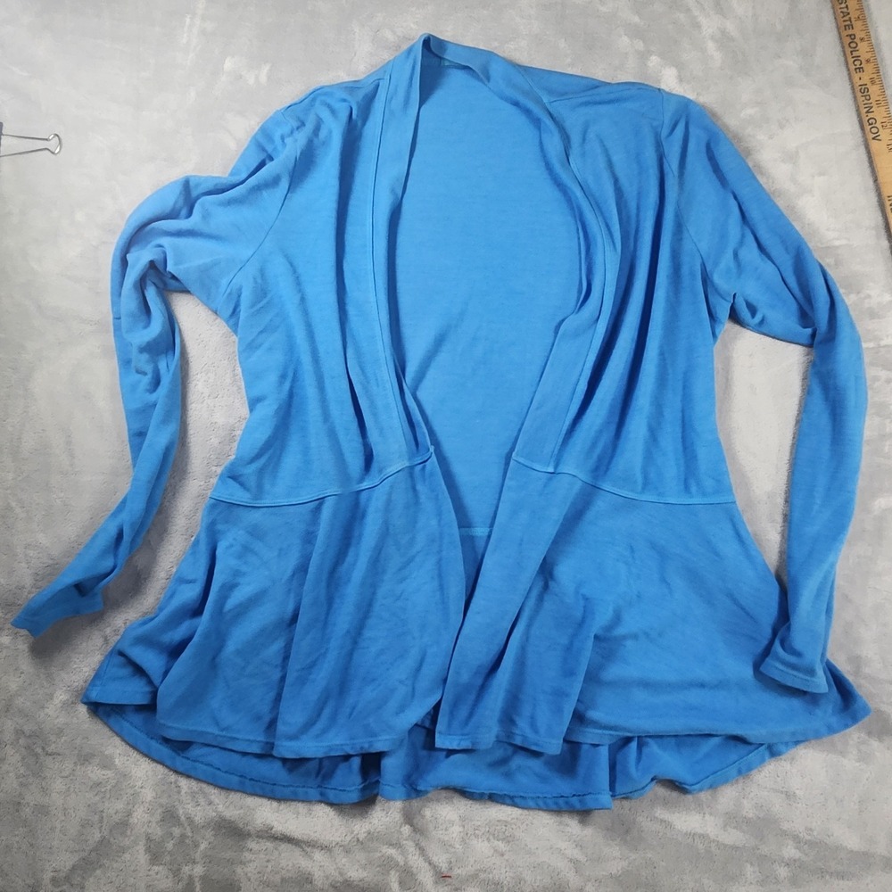 Fresh Produce‎ Blue Open Front Cardigan XL USA Made Casual Coastal Draped Layer